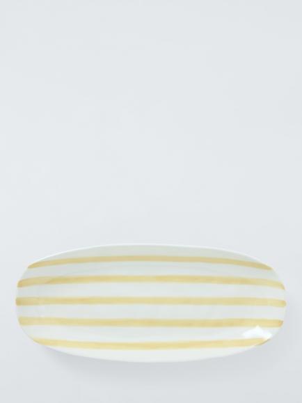 John Lewis Hand Painted Stripe Stoneware Platter, 30.5cm, Yellow - view 2, Yellow