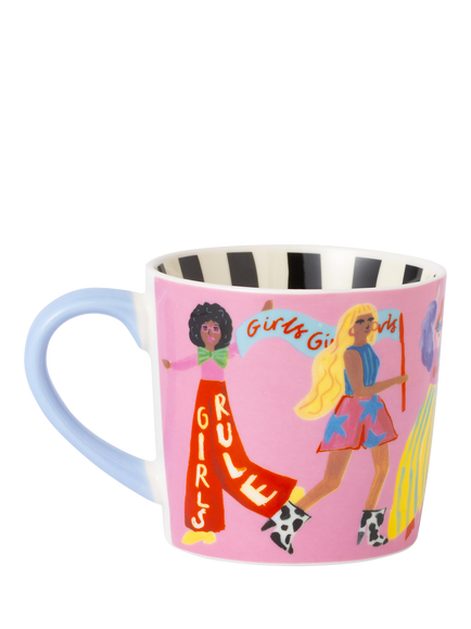 Eleanor Bowmer 'Girls Rule' New Bone China Mug, 300ml - view 2, Multi Multi