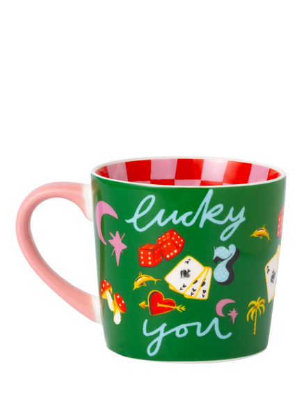 Eleanor Bowmer 'Lucky You' New Bone China Mug, 300ml - view 2, Multi Multi