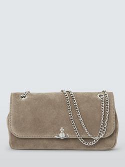 Vivienne Westwood Suede Chain Crossbody Bag, Stone, Ss26-stone