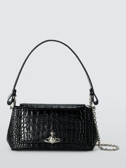Vivienne Westwood Hazel Croc Effect Leather Shoulder Bag, Black, Ss26-black