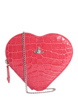 Vivienne Westwood Croc Leather Heart Crossbody Bag, Coral, Ss26-coral