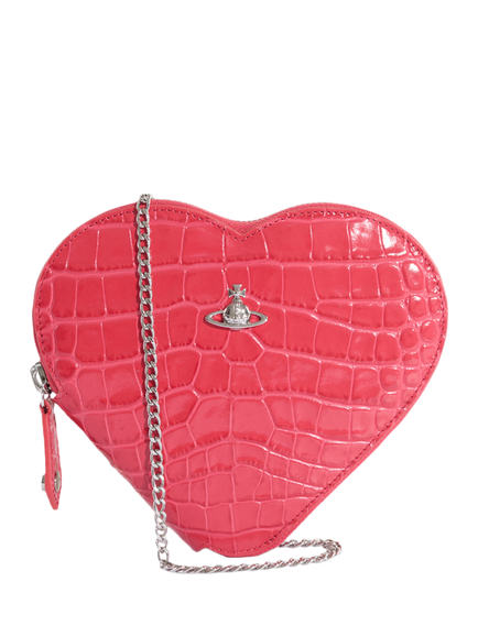 Vivienne Westwood Croc Leather Heart Crossbody Bag, Coral, Ss26-coral