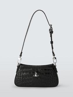 Vivienne Westwood Tasha Mock Croc Leather Shoulder Bag, Black, Black