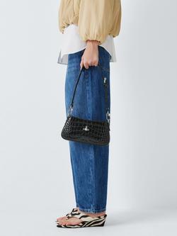 Vivienne Westwood Tasha Mock Croc Leather Shoulder Bag, Black - view 2, Black
