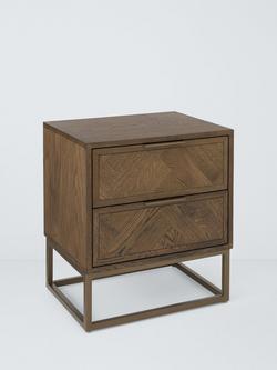John Lewis Estate 2 Drawer Bedside Table, Natural, Dark Stained Oak