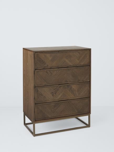 John Lewis Estate 4 Drawer Chest, Natural, Dark Stained Oak