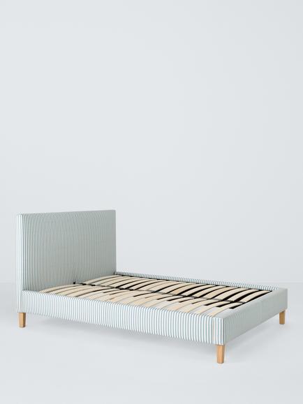 John Lewis Emily Upholstered Bed Frame, Double, Blue Stripe, Blue Stripe