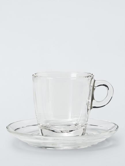 John Lewis Cappuccino Coffee Glass Cup & Saucer, Set of 2, 200ml, Clear - view 2, Clear