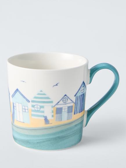 John Lewis Beach Hut Stoneware Mug, 330ml, Blue, Blue