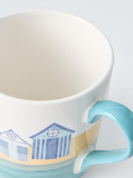 John Lewis Beach Hut Stoneware Mug, 330ml, Blue - view 2, Blue