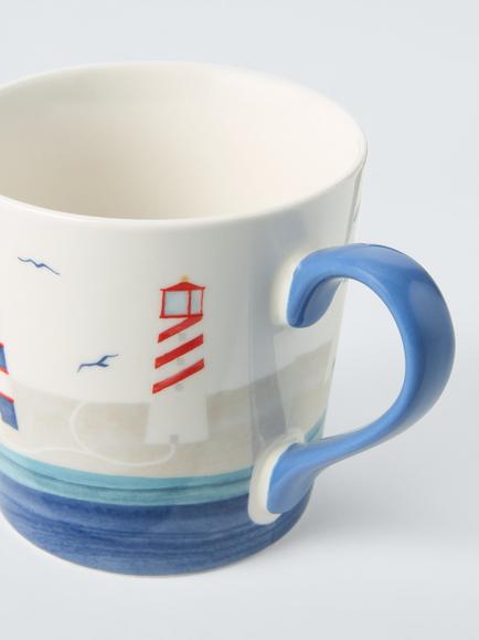 John Lewis Lighthouse Stoneware Mug, 330ml, Blue - view 2, Blue