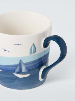 John Lewis Sailing Boat Stoneware Mug, 330ml, Blue - view 2, Blue