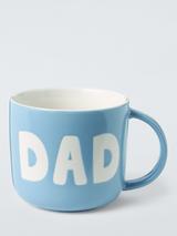 John Lewis 'Dad' Wax Resist Stoneware Mug, 300ml, Aqua