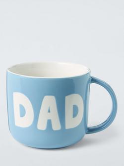 John Lewis 'Dad' Wax Resist Stoneware Mug, 300ml, Aqua, Aqua