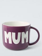 John Lewis 'Mum' Wax Resist Stoneware Mug, 300ml, Purple