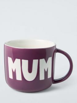 John Lewis 'Mum' Wax Resist Stoneware Mug, 300ml, Purple, Purple