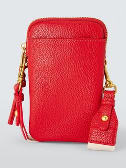 John Lewis Faux Leather Crossbody Phone Bag, Red
