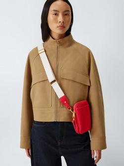 John Lewis Faux Leather Crossbody Phone Bag - view 2, Red