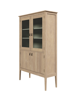 Laura Ashley Calford 4 Door Glazed Solid Oak Cabinet, Natural, 