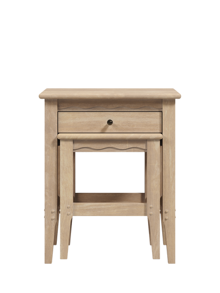 Laura Ashley Calford Solid Oak Nest Of Tables, Natural - view 2, Washed Oak