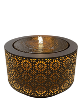 Kaemingk Floral Filigree Galvanised Steel LED Water Feature, Rust