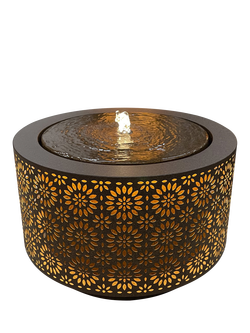 Kaemingk Floral Filigree Galvanised Steel LED Water Feature, Rust, Rust