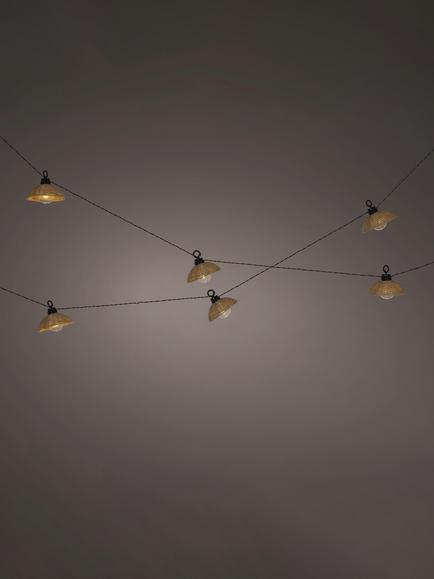 Kaemingk Solar Powered Outdoor Rattan Dome Festoon Lights, Natural, Natural