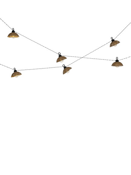 Kaemingk Solar Powered Outdoor Rattan Dome Festoon Lights, Natural - view 2, Natural