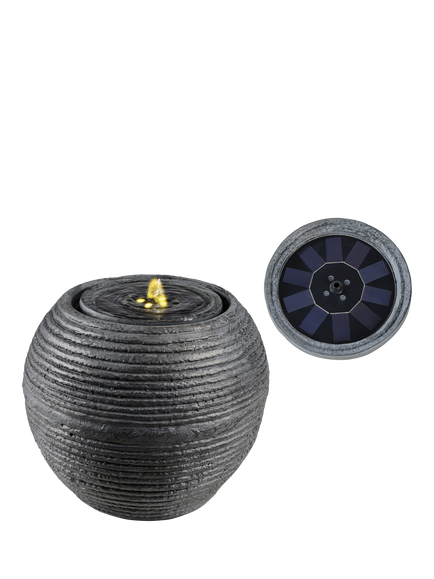 Kaemingk Sphere Solar Powered Stone Effect LED Water Feature, Black, Black