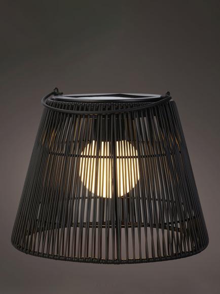 Kaemingk Solar Powered Outdoor Wicker Lantern, Black, Black