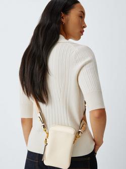 John Lewis Faux Leather Crossbody Phone Bag - view 2, White