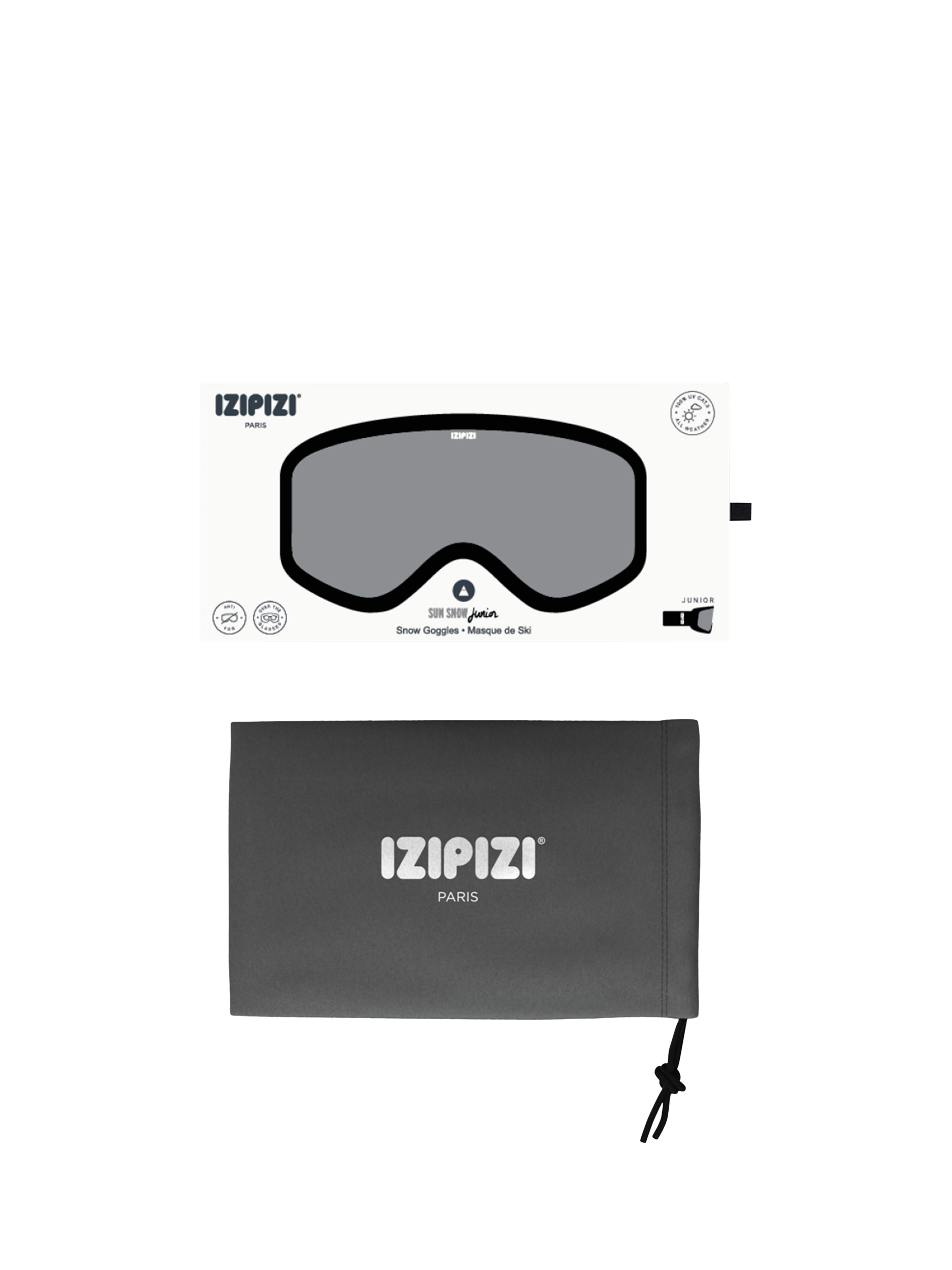 Product image 5 of 5, which shows IZIPIZI Kids' SNOW JUNIOR Ski Goggles, Black