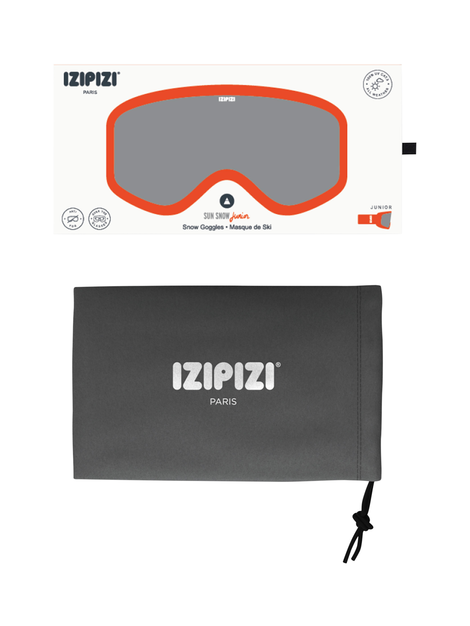Product image 5 of 5, which shows IZIPIZI Kids' SNOW JUNIOR Ski Goggles, Orange