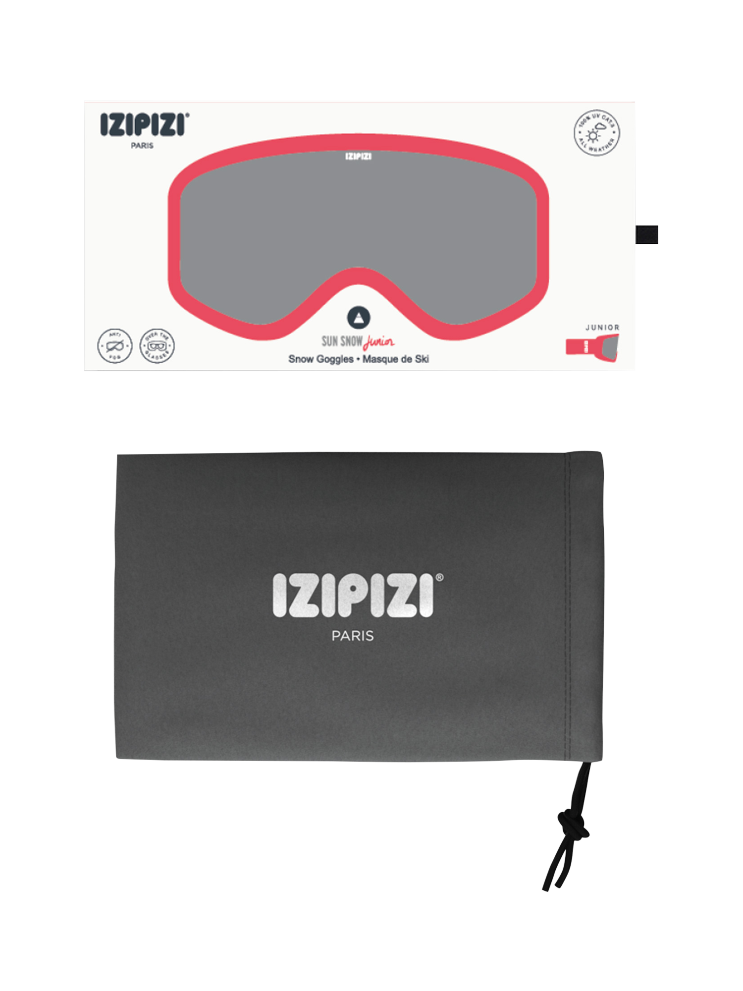 Product image 5 of 5, which shows IZIPIZI Kids' SNOW JUNIOR Ski Goggles, Pink