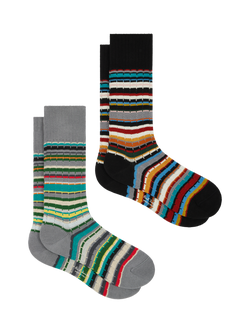 Paul Smith Cotton Rich Stripe Socks, Pack of 2, Multi, Multi