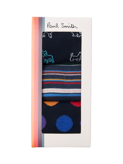 Paul Smith Mixed Print Socks, Pack of 3 - view 2, Navy/Multi
