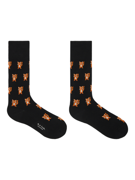 Paul Smith Cotton Blend Cat Ankle Socks, Black - view 2, Black