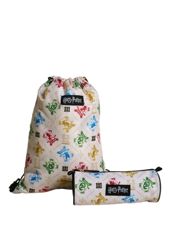 Brand Threads Kids' Harry Potter Crest Drawstring Bag and Pencil Case Set, Multi, Multi