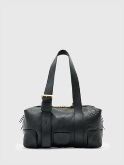 AllSaints Ares Grain Leather Duffle Shoulder Bag, Black, Black