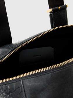 AllSaints Ares Grain Leather Duffle Shoulder Bag, Black - view 2, Black