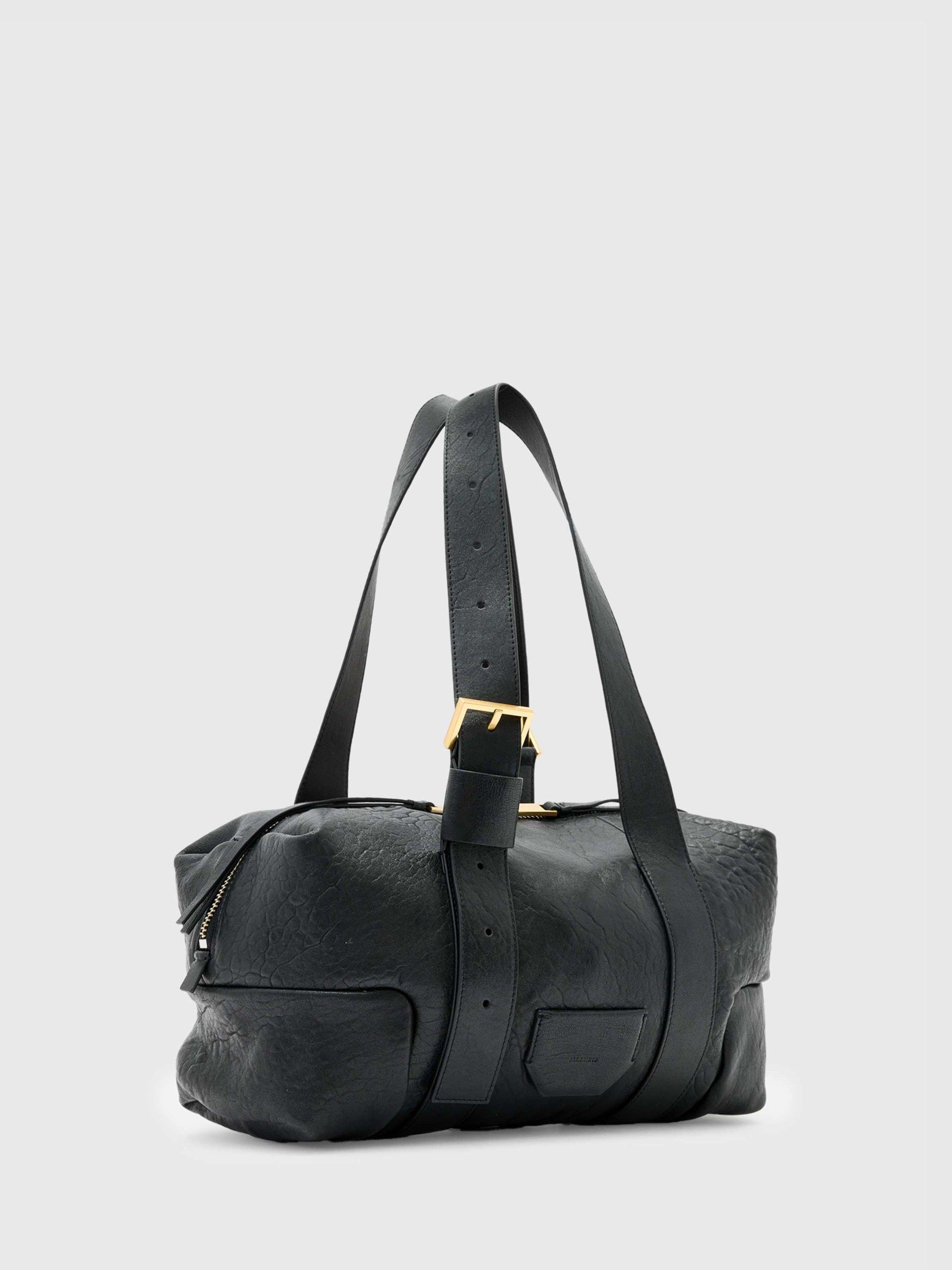 Product image 3 of 5, which shows AllSaints Ares Grain Leather Duffle Shoulder Bag, Black
