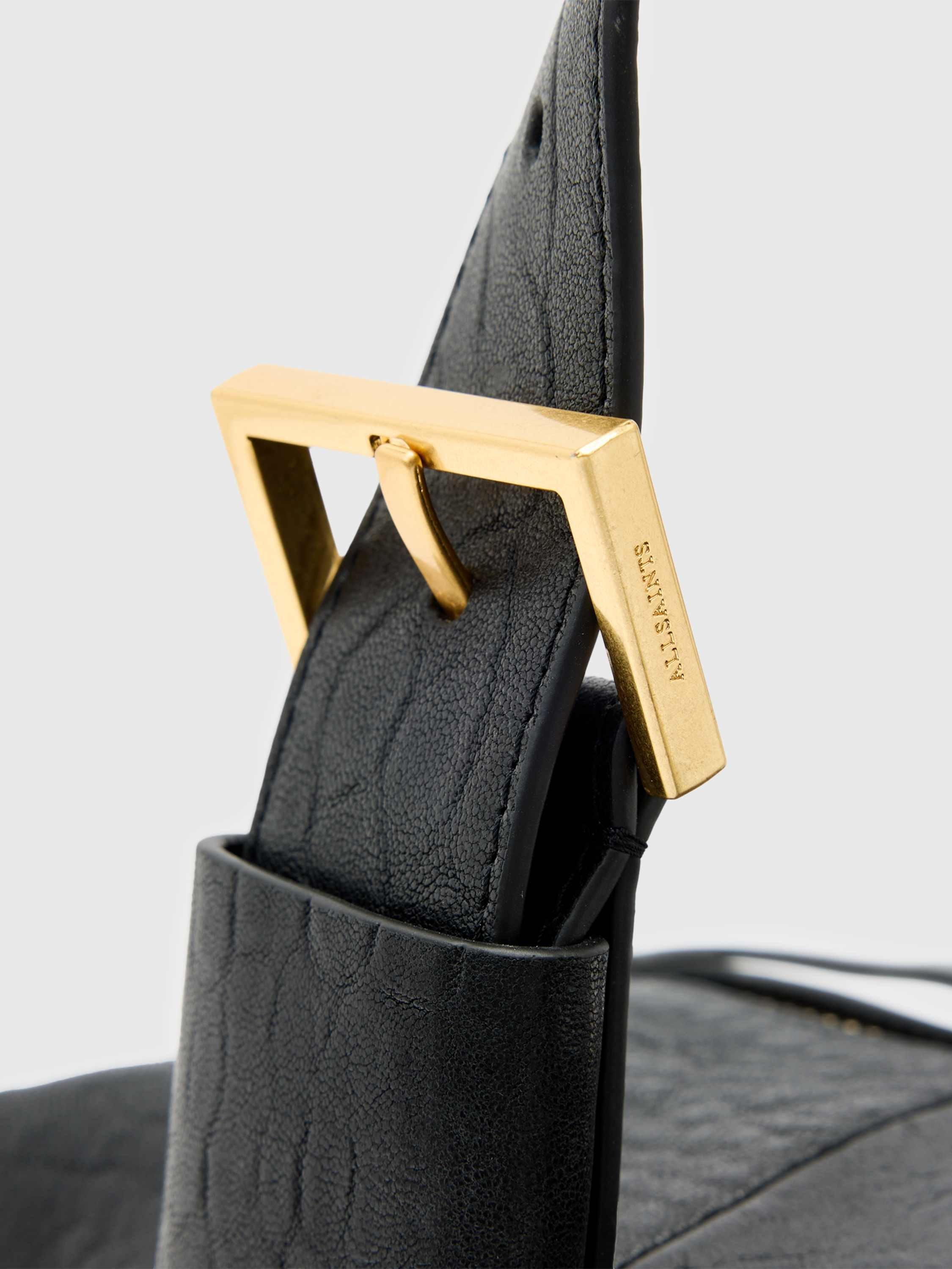 Product image 4 of 5, which shows AllSaints Ares Grain Leather Duffle Shoulder Bag, Black