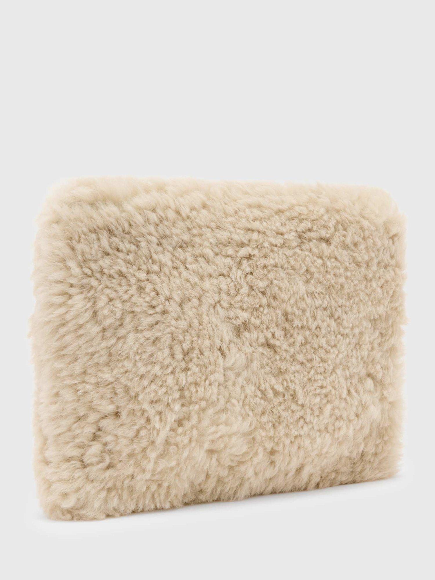 Product image 4 of 6, which shows AllSaints Bettina Shearling Clutch Bag, Natural