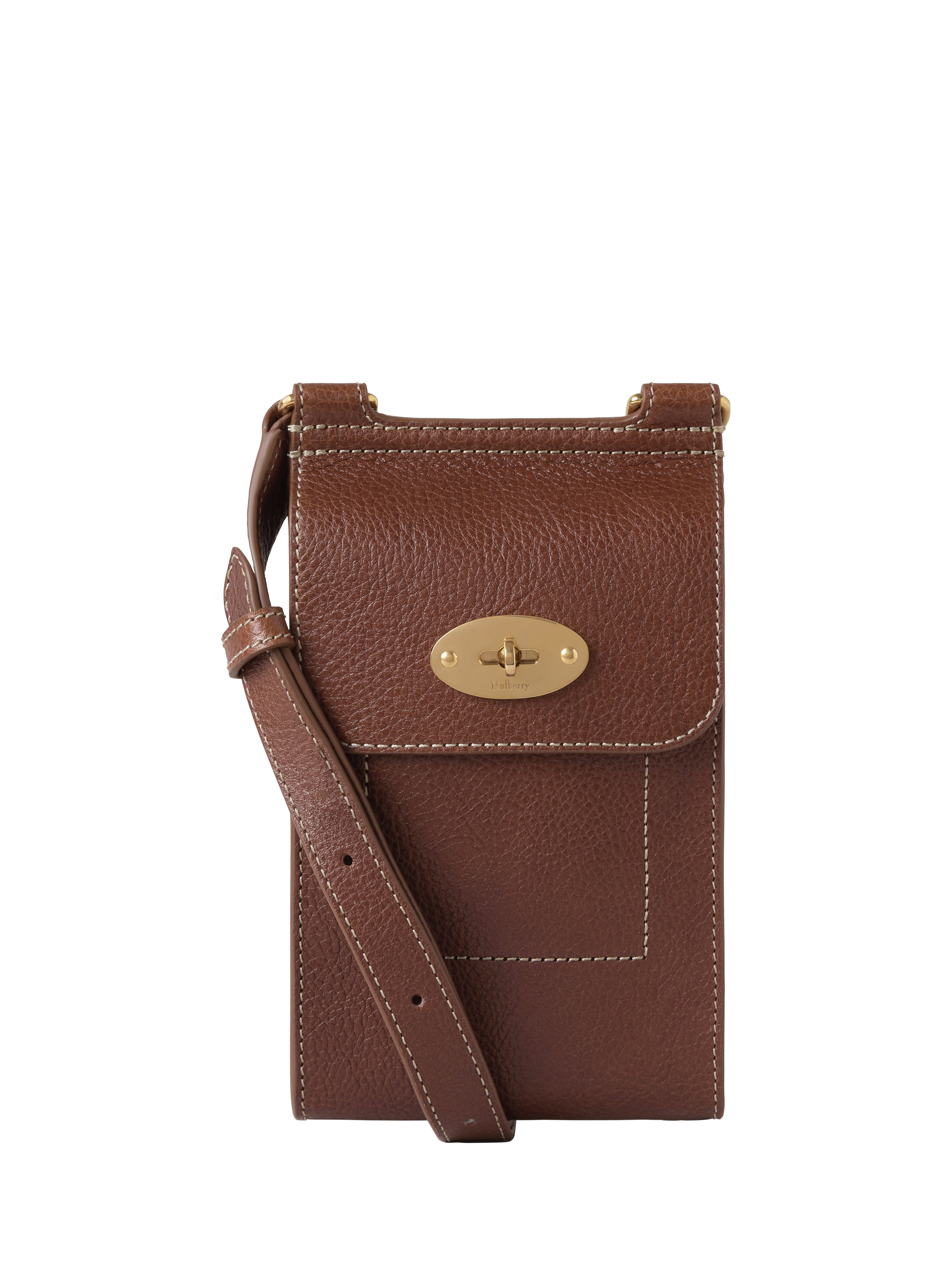 Product image 1 of 4, which shows Mulberry Mini Antony Leather Crossbody Pouch, Oak