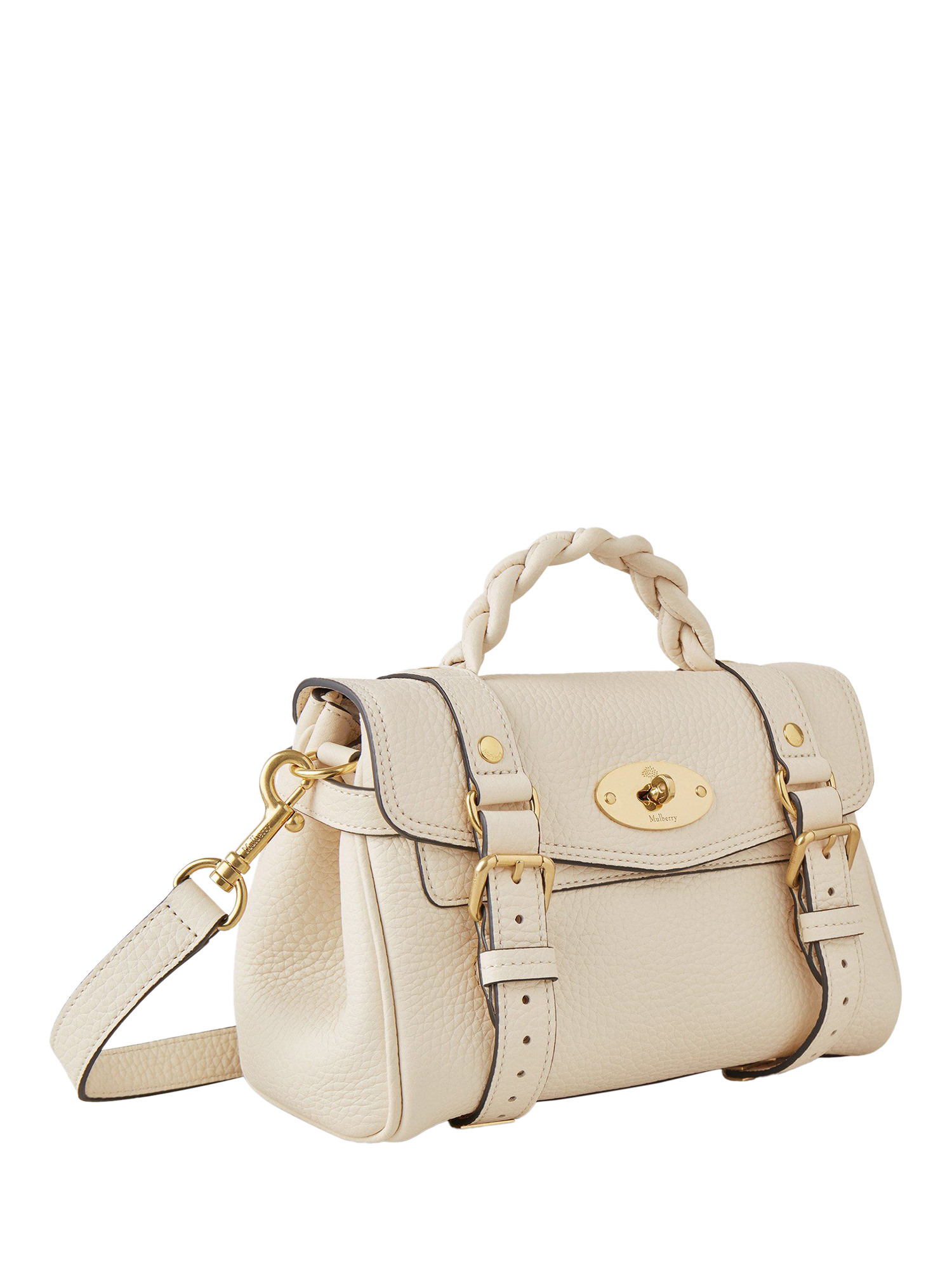 Product image 3 of 7, which shows Mulberry Mini Alexa Heavy Grain Leather Cross Body Bag, Eggshell