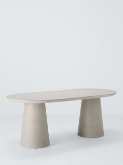 John Lewis Concrete Effect Pillar Oval Garden Dining Table, 200cm, 