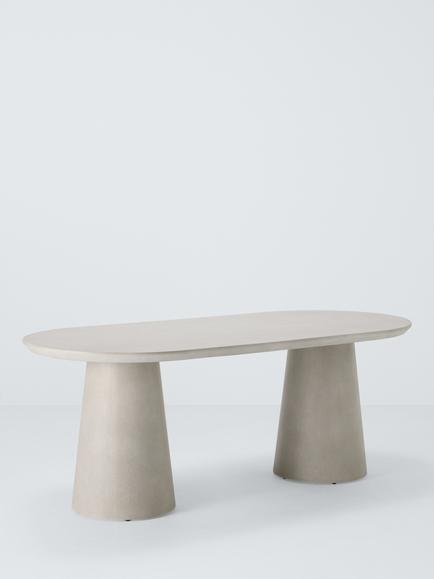 John Lewis Concrete Effect Pillar Oval Garden Dining Table, 200cm, Grey