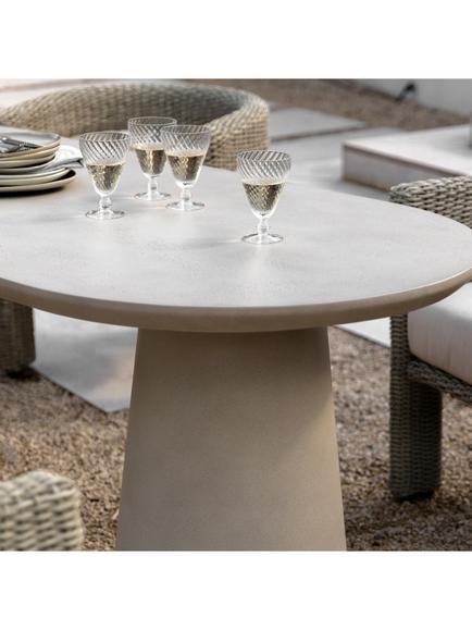 John Lewis Concrete Effect Pillar Oval Garden Dining Table, 200cm - view 2, Grey
