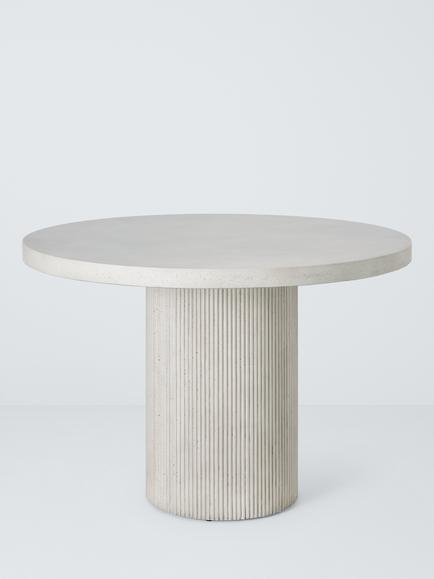 John Lewis Concrete Effect Pillar Round Garden Dining Table, 110cm, Grey